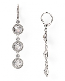 Crafted of cubic zirconia and rhodium plate, this pair of Lora Paolo earrings are a sophisticated evening choice. Make them your next party pair.