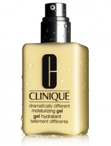 Dramatically Different Moisturizing Gel. Oil-free moisture drink developed by Clinique's dermatologists to maintain optimal moisture balance for skins comfortable in the cheeks but oily in the T-zone, or oily all over. Oil-free formula softens, smoothes, improves. Dramatically Different Moisturizing Gel. Oil-free moisture drink developed by Clinique's dermatologists to maintain optimal moisture balance for skins comfortable in the cheeks but oily in the T-zone, or oily all over. Oil-free formula softens, smoothes, improves.