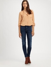 Trend-savvy skinnies in a slightly faded rinse with a medium rise and lots of stretch. THE FITMedium rise, about 8Inseam, about 30THE DETAILSButton closureZip flyFive-pocket style98% cotton/2% polyurethaneMachine washMade in USA of imported fabricModel shown is 5'9 (175cm) wearing US size 4. Trend-savvy skinnies in a slightly faded rinse with a medium rise and lots of stretch. THE FITMedium rise, about 8Inseam, about 30THE DETAILSButton closureZip flyFive-pocket style98% cotton/2% polyurethaneMachine washMade in USA of imported fabricModel shown is 5'9 (175cm) wearing US size 4.