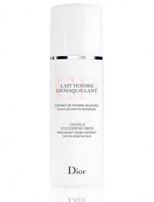 A silky cleansing milk that gently and effectively removes makeup and impurities from the skin, while hydrating and soothing dry and sensitive skin. 6.7 oz. 