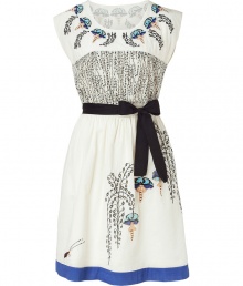 This folkloric-inspired dress from Hoss Intropia brings a whimsical accent to your day look - Round neck with embroidery, print detailing at bust, contrasting grosgrain bow belt, floral printed skirt with colorblock detail at hem - Style with a cropped cardigan and peep-toe platforms This folkloric-inspired dress from Hoss Intropia brings a whimsical accent to your day look - Round neck with embroidery, print detailing at bust, contrasting grosgrain bow belt, floral printed skirt with colorblock detail at hem - Style with a cropped cardigan and peep-toe platforms