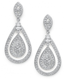 With a teardrop design, the Windsor is a sophisticated charmer. Eliot Danori's gorgeous double drop earrings feature sparkling crystal accents and cubic zirconia (3/4 ct. t.w.). Set in rhodium-plated mixed metal. Approximate drop: 1-1/4 inches.