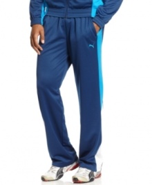 When you're on the move and need quick comfort go for these mesh track pants from Puma. When you're on the move and need quick comfort go for these mesh track pants from Puma.