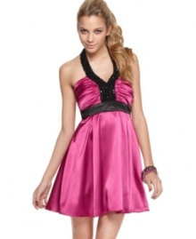 Bare your shoulders as you celebrate in this super pretty dress from Trixxi! The beaded halter and swingy silhouette are designed for dancing 'til dawn in style! Bare your shoulders as you celebrate in this super pretty dress from Trixxi! The beaded halter and swingy silhouette are designed for dancing 'til dawn in style!