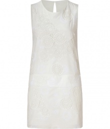 Effortlessly chic, this lace embroidered dress from Vanessa Bruno is a new season must-have - Round neck, sleeveless, all-over lace embroidery, wide drop waistband, back keyhole opening - Pair with a lightweight blazer, platform pumps, and a crossbody bag