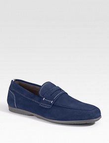The classic penny loafter in butter-rich suede, finished with a durable rubber sole.Suede upperPadded insoleRubber soleMade in Italy The classic penny loafter in butter-rich suede, finished with a durable rubber sole.Suede upperPadded insoleRubber soleMade in Italy