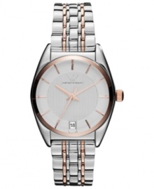 Subtle hint of rose-gold tones create a lasting effect on this Emporio Armani watch.