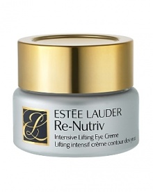 A uniquely luxurious eye creme. Virtually lifts eye area, giving it a younger, brighter appearance. Special moisture magnets instantly attract and bind moisture - comforting, refreshing and plumping your skin. Reduces the appearance of lines and wrinkles around the eyes. Minimizes the look of dark circles and helps inhibit their reappearance. Extra-gentle, delicately emollient formula includes a rare anti-irritant to de-emphasize puffiness. THE RE-NUTRIV INTENSIVE LIFTING SYSTEM Discover the science of luxury: leading edge anti-aging technology combined with exquisite indulgence. The system takes recovery and repair to new levels, addressing the visible signs of aging in many different ways. Used together, the formulas reinforce each other, each boosting the efficacy of the others and creating a remarkable synergy. You'll see the difference. We promise. A uniquely luxurious eye creme. Virtually lifts eye area, giving it a younger, brighter appearance. Special moisture magnets instantly attract and bind moisture - comforting, refreshing and plumping your skin. Reduces the appearance of lines and wrinkles around the eyes. Minimizes the look of dark circles and helps inhibit their reappearance. Extra-gentle, delicately emollient formula includes a rare anti-irritant to de-emphasize puffiness. THE RE-NUTRIV INTENSIVE LIFTING SYSTEM Discover the science of luxury: leading edge anti-aging technology combined with exquisite indulgence. The system takes recovery and repair to new levels, addressing the visible signs of aging in many different ways. Used together, the formulas reinforce each other, each boosting the efficacy of the others and creating a remarkable synergy. You'll see the difference. We promise.