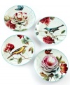 Season of love. Full of pretty birds and lush blooms, Spring Romance plates by Prima Designs create a look of charming elegance in sleek porcelain with teal trim.