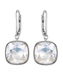 Feminine and easy to wear, Swarovski's versatile drop earrings will instantly complete your look. Crafted from silver tone mixed metal that sparkles refreshingly with the addition of square Crystal Moonlight. Approximate drop: 1-1/8 inches.