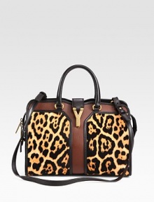 A classic style in luxurious leather and animal-print haircalf with iconic hardware.Double top handles, 4 dropDetachable shoulder strap, 17 dropTop zip closure with magnetic snap strapProtective metal feetOne inside zip pocketCotton lining11¾W X 9H X 6DImported A classic style in luxurious leather and animal-print haircalf with iconic hardware.Double top handles, 4 dropDetachable shoulder strap, 17 dropTop zip closure with magnetic snap strapProtective metal feetOne inside zip pocketCotton lining11¾W X 9H X 6DImported