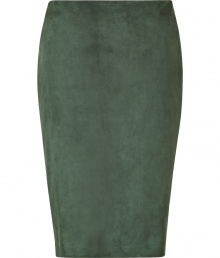 Invest in effortless elegance with this luxe suede pencil skirt from Ralph Lauren - Classic pencil silhouette, back slip, supple green suede, concealed side zip closure - Wear with a cashmere pullover or a blouse and platform pumps Invest in effortless elegance with this luxe suede pencil skirt from Ralph Lauren - Classic pencil silhouette, back slip, supple green suede, concealed side zip closure - Wear with a cashmere pullover or a blouse and platform pumps