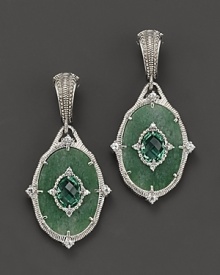 Faceted green quartz and aventurine set in sterling silver with white sapphires.