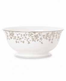 An instant classic from kate spade new york, this Gardner Street Platinum serving bowl exudes contemporary elegance. Stems of platinum foliage flourish on fine white bone china, creating a stylized two-tone floral motif to freshen up your formal table. An instant classic from kate spade new york, this Gardner Street Platinum serving bowl exudes contemporary elegance. Stems of platinum foliage flourish on fine white bone china, creating a stylized two-tone floral motif to freshen up your formal table.