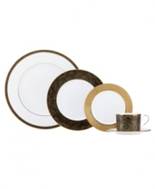 Set the table, travel the globe. Traditional Chinese patterns laced with sumptuous gold make the Mandarin place setting a stunning influence on your entire dining area. In fine bone china from Marchesa by Lenox. Set the table, travel the globe. Traditional Chinese patterns laced with sumptuous gold make the Mandarin place setting a stunning influence on your entire dining area. In fine bone china from Marchesa by Lenox.