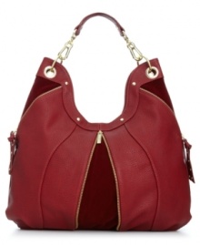 A slouchy silhouette gets some edgy attitude with this hobo design from Olivia+ Joy. With eye-catching zipper accents and golden stud detailing, it's the perfect work-to-weekend bag for every season. A slouchy silhouette gets some edgy attitude with this hobo design from Olivia+ Joy. With eye-catching zipper accents and golden stud detailing, it's the perfect work-to-weekend bag for every season.