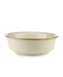 From the Lenox Dimension Collection, classic Eternal dinnerware elegantly accents the table. In ivory china with rich gold trim, Eternal is offered in a complete selection of pieces. Qualifies for Rebate