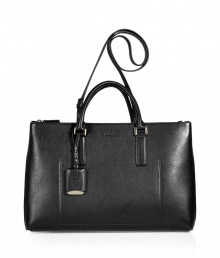 Sleek and sophisticated, Jil Sanders black convertible calfskin tote is an exquisitely chic choice perfect for streamlining modern-minimalist looks - Double top handles with engraved logo luggage tag attached, zippered front and back sectional slot pockets, expandable snapped sides, black leather interior, back wall slit pocket - An immaculate finish for all four seasons Sleek and sophisticated, Jil Sanders black convertible calfskin tote is an exquisitely chic choice perfect for streamlining modern-minimalist looks - Double top handles with engraved logo luggage tag attached, zippered front and back sectional slot pockets, expandable snapped sides, black leather interior, back wall slit pocket - An immaculate finish for all four seasons