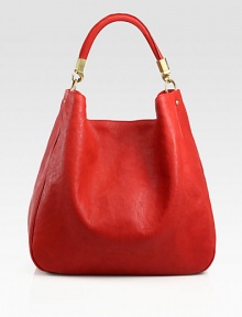 Rich leather in a roomy and refined design with a single strap and goldtone hooks. Single top handle, 7 drop Magnetic snap closure Inside zip pocket Satin lining 14½W X 15H X 6½D Made in Italy Rich leather in a roomy and refined design with a single strap and goldtone hooks. Single top handle, 7 drop Magnetic snap closure Inside zip pocket Satin lining 14½W X 15H X 6½D Made in Italy