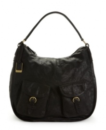 Handsomely distressed in hand-crunched leather, this rough-and-ready Frye bag gleams with brass hardware, and multiple compartments inside and out keep everything tidy. Handsomely distressed in hand-crunched leather, this rough-and-ready Frye bag gleams with brass hardware, and multiple compartments inside and out keep everything tidy.