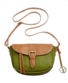 A pebble-textured leather combines with heavy stitching and an easy-going crossbody silhouette on this Giani Bernini design. A signature charm complete the look. A pebble-textured leather combines with heavy stitching and an easy-going crossbody silhouette on this Giani Bernini design. A signature charm complete the look.