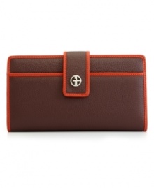 Classic style takes on mod colorblocking with this slim and undecidedly chic clutch from Giani Bernini. Sumptuous leather is outfitted with custom hardware and plenty of compartments within, so you stay organized and on-trend wherever you go. Classic style takes on mod colorblocking with this slim and undecidedly chic clutch from Giani Bernini. Sumptuous leather is outfitted with custom hardware and plenty of compartments within, so you stay organized and on-trend wherever you go.
