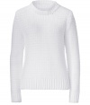 Trendy yet timeless, Vanessa Brunos super soft textural chenille pullover is destined to be your four-season favorite - Round neckline, long sleeves, ribbed trim, allover textural knit - Slim fit - Wear with tissue tees, leather leggings and biker boots