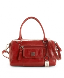 The glazed finish on Giani Berning's satchel purse shines, adding polish to any look, day or night. The glazed finish on Giani Berning's satchel purse shines, adding polish to any look, day or night.