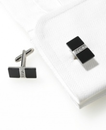 Put the sleek in your workweek with the modern finishing touch of these rectangular cufflinks from Geoffrey Beene. Put the sleek in your workweek with the modern finishing touch of these rectangular cufflinks from Geoffrey Beene.