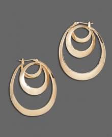 Great looks come in threes. You'll love the orbital style of these goldtone mixed metal hoop earrings by Monet. Approximate drop: 1-1/2 inches. Approximate diameter: 1 inch. Great looks come in threes. You'll love the orbital style of these goldtone mixed metal hoop earrings by Monet. Approximate drop: 1-1/2 inches. Approximate diameter: 1 inch.