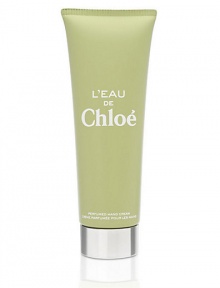L'Eau de Chloé hand cream is new and exclusive to the Chloé beauty house. The fresh hand cream opens with grapefruit, cedrat and sweet peach blending easily with an original natural rose water, ending with warm notes of cedarwood, patchouli essence and amber for an easy to wear scent. 2.5 oz. L'Eau de Chloé hand cream is new and exclusive to the Chloé beauty house. The fresh hand cream opens with grapefruit, cedrat and sweet peach blending easily with an original natural rose water, ending with warm notes of cedarwood, patchouli essence and amber for an easy to wear scent. 2.5 oz.