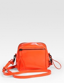Butter-soft patent leather in a squared, bottom-zip design.Adjustable top handle, 1-2 dropAdjustable detachable shoulder strap, 23½-27 dropTwo outside zip compartmentsOne inside zip pocketFully lined6W X 6H X 3DImported Butter-soft patent leather in a squared, bottom-zip design.Adjustable top handle, 1-2 dropAdjustable detachable shoulder strap, 23½-27 dropTwo outside zip compartmentsOne inside zip pocketFully lined6W X 6H X 3DImported