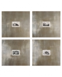 Take a peek at the past. Historic building prints in black and white are contrasted by ultra-modern, ultra-wide wooden frames. Arrange together in one big square or hang separately for a completely different look. Take a peek at the past. Historic building prints in black and white are contrasted by ultra-modern, ultra-wide wooden frames. Arrange together in one big square or hang separately for a completely different look.