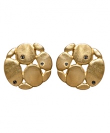 Inspired by modern art, made for you by Kenneth Cole New York. Iridescent gold-plated mixed metal circles melt together with sparkling black crystals accents to create these contemporary studs.