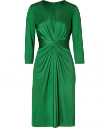 Stylish dress in fine green silk - Uncommonly soft, flattering silhouette - Narrow waisted with elegant draping, sexy v-neckline and slim 3/4-length sleeves - Slightly flared skirt falls just above the knee - Incredibly versatile and easy to wear to trendy events and parties - Pair with sandals or peep toe heels, and a favorite clutch - Exclusive to STYLEBOP.com! Stylish dress in fine green silk - Uncommonly soft, flattering silhouette - Narrow waisted with elegant draping, sexy v-neckline and slim 3/4-length sleeves - Slightly flared skirt falls just above the knee - Incredibly versatile and easy to wear to trendy events and parties - Pair with sandals or peep toe heels, and a favorite clutch - Exclusive to STYLEBOP.com!