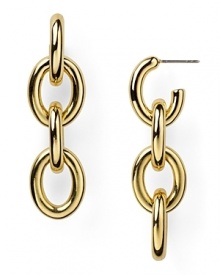 Modern and metallic. This pair of gold-plated linear link drop earring from T Tahari encapsulates beautifully easy accessorizing.