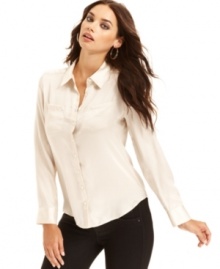 A fall wardrobe staple, this GUESS chiffon blouse is a must-have this season!