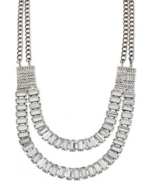 A dazzling display, times two. This double-row frontal necklace from Haskell truly sparkles. It's crafted from hematite-tone mixed metal glass crystals and beads adding luster. Approximate length: 18 inches + 3-inch extender. Approximate drop: 1-1/2 inches.