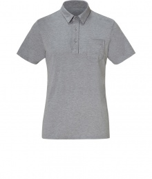A modernized take on the classic polo, this streamlined version from Save Khaki is a must-have stylish staple - Spread collar, front button half placket, chest pocket, short sleeves, slim fit - Pair with straight leg jeans, a leather jacket, and trainers