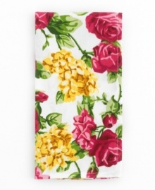 Kissed by a rose. Homewear's Rose Kiss napkins outfit your table with ease, featuring luscious pink and gold blossoms in a machine washable blend. Kissed by a rose. Homewear's Rose Kiss napkins outfit your table with ease, featuring luscious pink and gold blossoms in a machine washable blend.