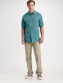 The season's newest take on military style, complete with shoulder epaulets and sleeve tabs in carefully crafted technical cotton. Buttonfront Shoulder epaulets Chest flap pockets Sleeve tabs for rolling Cotton Dry clean Imported The season's newest take on military style, complete with shoulder epaulets and sleeve tabs in carefully crafted technical cotton. Buttonfront Shoulder epaulets Chest flap pockets Sleeve tabs for rolling Cotton Dry clean Imported