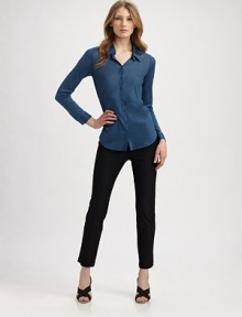 A silk-cotton design that is a no-fuss-yet-luxurious take on timeless style. Collar neckLong sleevesButton frontAbout 28 from shoulder to hem70% silk/30% cottonDry cleanImported Model shown is 5'10 (177cm) wearing US size Small. A silk-cotton design that is a no-fuss-yet-luxurious take on timeless style. Collar neckLong sleevesButton frontAbout 28 from shoulder to hem70% silk/30% cottonDry cleanImported Model shown is 5'10 (177cm) wearing US size Small.