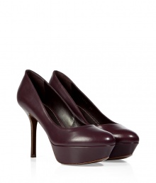 Classic and versatile, these luxe leather platform pumps from Sergio Rossi will upgrade any look - Round toe, front platform, stiletto heel - Pair with a cocktail sheath, leather leggings, a pencil skirt, or even skinny jeans Classic and versatile, these luxe leather platform pumps from Sergio Rossi will upgrade any look - Round toe, front platform, stiletto heel - Pair with a cocktail sheath, leather leggings, a pencil skirt, or even skinny jeans