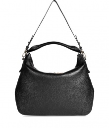 With its slouchy shape and hard-edge grainy leather, Burberry Londons convertible hobo is a sleek way to streamline your look - Top hobo strap with logo engraved metal hardware at sides, removable adjustable shoulders strap, two-way top zip, inside zippered back wall pocket, two front wall slot pockets - Wear as a cool compliment to leather jackets and jet black accessories With its slouchy shape and hard-edge grainy leather, Burberry Londons convertible hobo is a sleek way to streamline your look - Top hobo strap with logo engraved metal hardware at sides, removable adjustable shoulders strap, two-way top zip, inside zippered back wall pocket, two front wall slot pockets - Wear as a cool compliment to leather jackets and jet black accessories