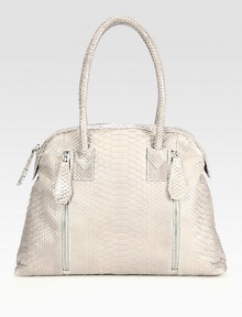 Luxurious python in a roomy carryall, perfectly sized for all your essentials.Double shoulder straps, 8½ dropTop zip closureTwo outside zip pocketOne inside zip pocketTwo inside open pocketsTwo pen holdersOne money clipSuede lining16½W X 13H X 5¼DImported Luxurious python in a roomy carryall, perfectly sized for all your essentials.Double shoulder straps, 8½ dropTop zip closureTwo outside zip pocketOne inside zip pocketTwo inside open pocketsTwo pen holdersOne money clipSuede lining16½W X 13H X 5¼DImported