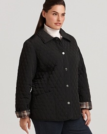 Fend off the chill in this timeless Portrait barn jacket, designed in diamond quilted microfiber for added warmth. Fend off the chill in this timeless Portrait barn jacket, designed in diamond quilted microfiber for added warmth.