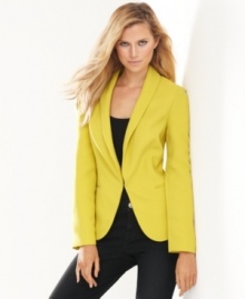 A bold layer to love, this petite blazer from INC marries tailored style with trend-forward color intensity.