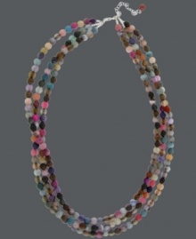 Bring the party to your ensemble. Avalonia Road's Brasilian-inspired three-row necklace combines vivid multicolored fire agate beads (35-1/5 ct. t.w.) with a sterling silver clasp and extension chain. Approximate length: 18-1/2 inches + 3/4-inch extender. Bring the party to your ensemble. Avalonia Road's Brasilian-inspired three-row necklace combines vivid multicolored fire agate beads (35-1/5 ct. t.w.) with a sterling silver clasp and extension chain. Approximate length: 18-1/2 inches + 3/4-inch extender.