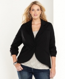 Add a stylish layer to your looks this season with INC's plus size boyfriend blazer-- it's a must-have basic!