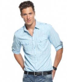 Take casual to a new level with this sharp long-sleeved shirt from INC International Concepts.